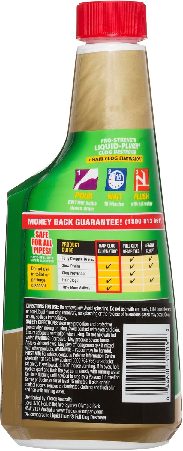Liquid-Plumr Pro-Strength Hair Eliminator Gel Clog Remover, Hair Clog Remover and Drain Opener, Safe for All Septic Systems and Pipes, 16 fl. oz. Bottle