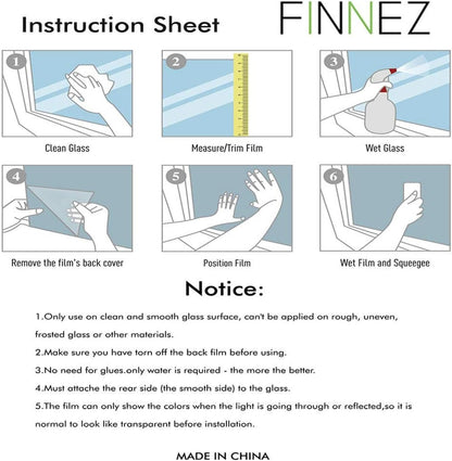 Finnez Frosted Privacy Window Film - Static Cling No Adhesive, Reusable & Easy to Remove, Decorative Glass Film for Home Bathroom Office Door, Crystal Clear 17.5 x 78.7 inches