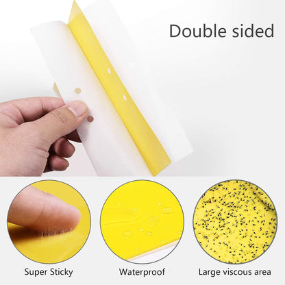 Garutom 20-Pack Dual-Sided Yellow Sticky Traps for Flying Plant Insect Such as Fungus Gnats, Whiteflies, Aphids, Leafminers, etc (6x8 Inches, Included 20pcs Twist Ties)