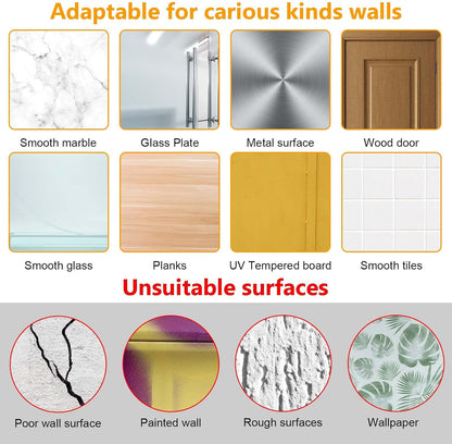 Large Adhesive Hooks for Hanging Heavy Duty 60Ib(Max) 8 Packs, Waterproof & Rustproof Wall Hangers Without Nails for Kitchen, Bathroom, Home, Office, Coat, Towel, Plant, Transparent