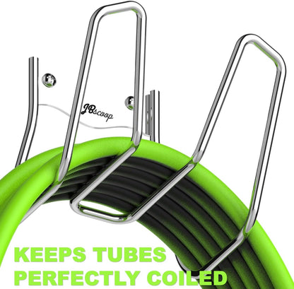 JBscoop Garden Hose Holder, Garden Hose Hanger Wall Mount for Water Hose, Extension Cords, Air Compressor Hose, Heavy Duty & Rust Proof (90 Feet)