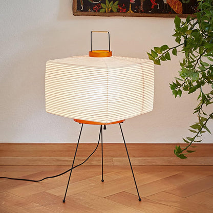 Noguchi Japanese Rice Paper Floor Lamp, Wabi Sabi Style Square Rice Paper Lampshade Lantern Lamp, Used as an Atmospheric Decorative Lighting Fixture for Bedside Bedroom Living Room Tea Room