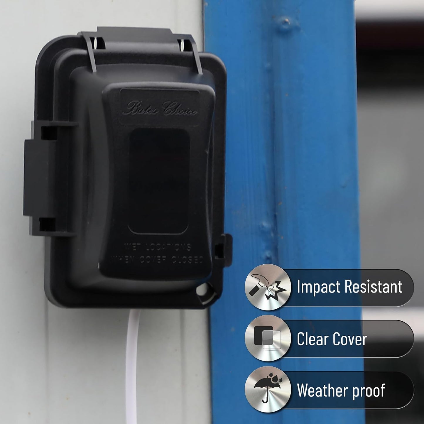 Bates- Weatherproof Electrical Outlet Cover, 1-Gang Outdoor Plug Cover | For Protection Against Rain Dust & Outdoor Use