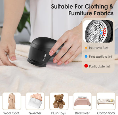 Fabric Shaver Rechargeable, Electric Lint Remover & Pill Remover for Clothes, USB-C Sweater Shaver with 6-Leaf Blade Depiller, Removes Fuzz Pills Bobbles from Cashmere Fleece Couch Furniture