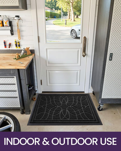 DEXI Front Door Mat Outside Entrance, Heavy Duty Non Slip Low Profile Doormat for Entryway, Trap Dirt and Moisture Welcome Mats, Easy Clean, Patio, Garage, 3x2, Blue