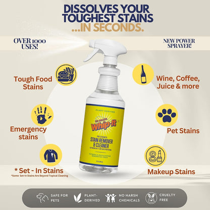 Whip It Cleaner Concentrate, Multi Purpose Stain Remover, Plant Based Enzyme Cleaner, Cleaning Food, Grease, Coffee, Wine, Baby Stains, Over 500 uses, Made in the USA, 1 Gallon,128-ounce