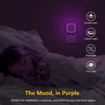 YUNLEX 2 Pack Plug in Red Sleep Night Light with Motion Sensor & Dusk to Dawn Sensor, Soft Glow, 0% Blue Light, Dimmable, Auto On/Off, LED Lights for Bedroom, Kids, Bathroom, Hallway, as Mother Gifts