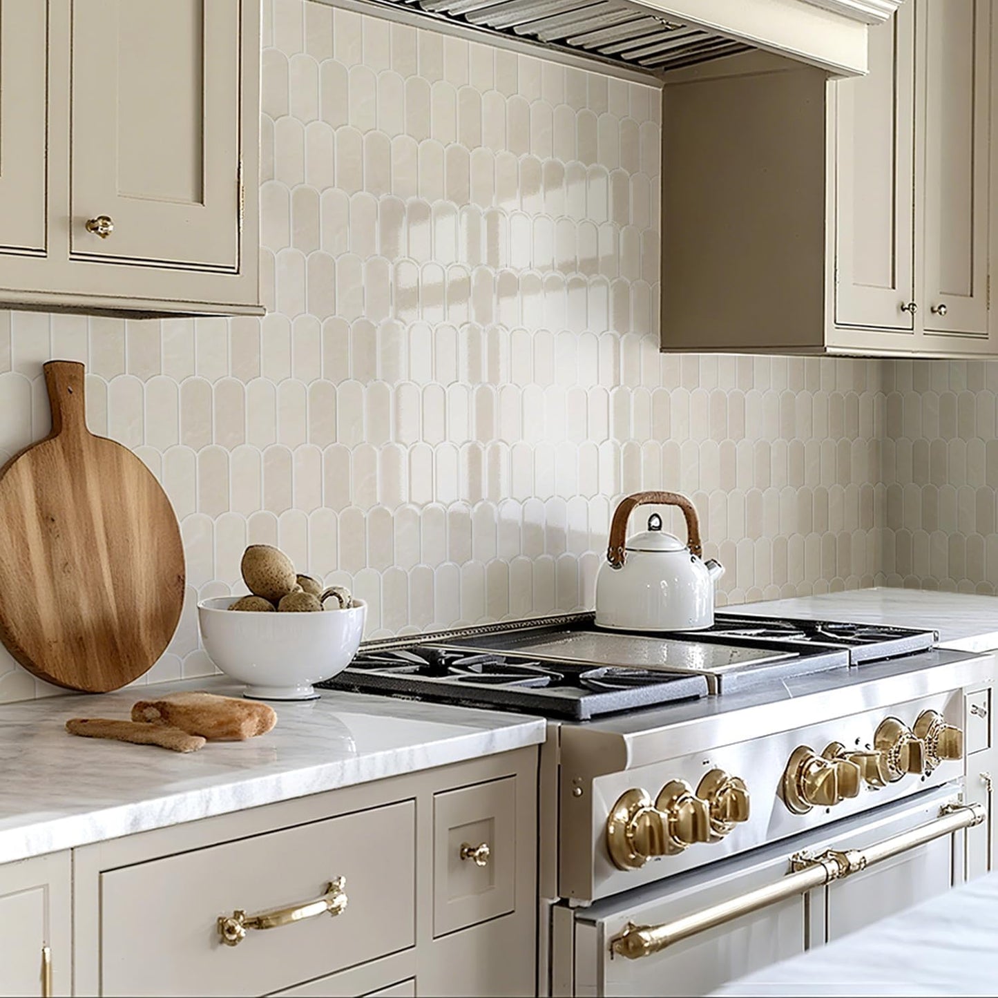 Peel and Stick Backsplash for Kitchen 12 x 12 in, Beige, 10PCS | Self Adhesive, Waterproof, Vinyl, Renter Friendly, 3D Wall Tiles for Bathroom, Shower, Laundry Room