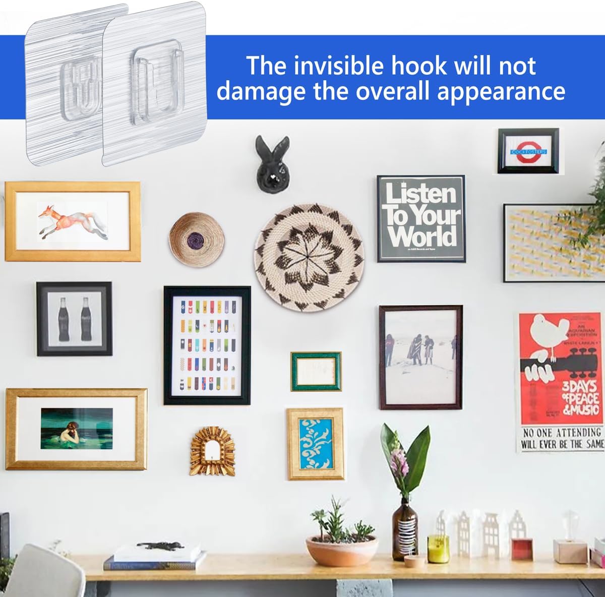 30-Piece Double-Sided Adhesive Wall Hooks - 15LB Max Heavy Duty, Clean, Waterproof Utility Hooks for Bathroom, Kitchen, Picture Hanging