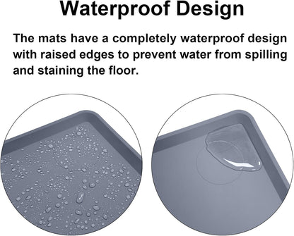 Silicone Waterproof Plant Mat for Indoor Plants & Hydroponic Systems | Non-slip waterproof silicone mat, easy to clean, rolls and folds for compact storage, 0.4" raised edge, 43.3 × 23.6 in, Gray.