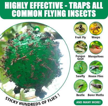 Sticky Insect Trap Ball Osseph Fruit Fly Trap Balls for Indoor Outdoor | Physical Sticky Hanging Bug Ball Catches Flie Gnat Mosquitoe Flying Insects 6pack (Green)