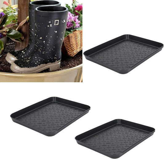 Shoe Tray 3 Pack Interlocking, Durable Plastic Boot Mat for Wet Shoes Muddy Boots, Wide Use Home Office Hotel Entryway