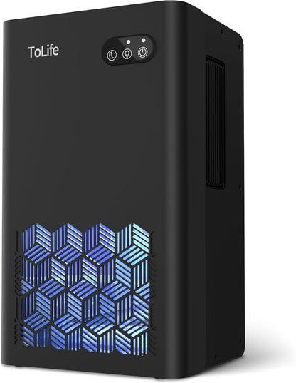 ToLife Dehumidifier for Home 95 OZ Water Tank, 1000 sq.ft Dehumidifiers for Basement Bedroom Bathroom with Auto Shut Off 7 Colors LED Light, Grey