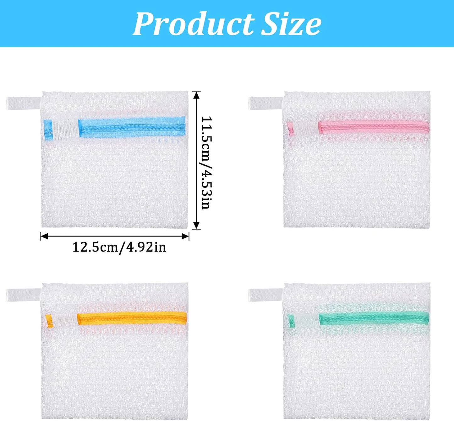 4 PCS Laundry Pod Anti-Sticking Bag Reusable Laundry Mesh Bag with Zipper Mini Pods Dissolution Protection Pacs Secure Holder for Detergent Pods Scent Beads Washer Safe Delicates