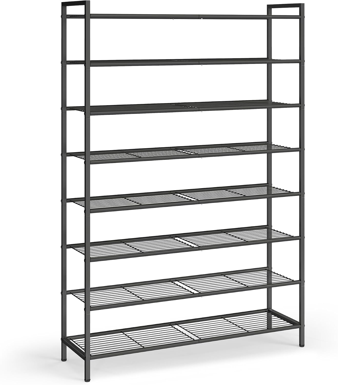SONGMICS Metal Shoe Rack, Free Standing Shoe Organizer for Entryway Closet Garage Small Spaces, Heavy-Duty Slim Steel Storage Shelf, 8-Tier, Fits 16-24 Pairs, Bronze ULMR028A01