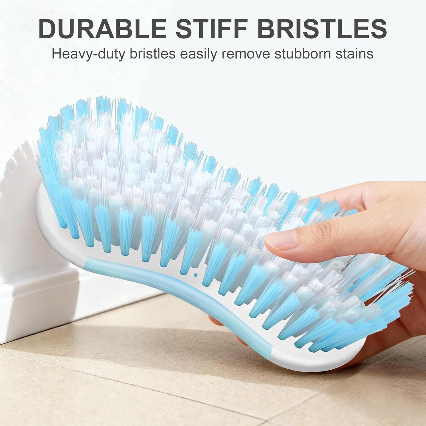 SetSail Multi-Purpose Scrub Brush of 2 Pack, Stiff Bristles Cleaning Brush with Non-Slip Grip Heavy Duty Scrub Brushes for Cleaning Bathroom Kitchen Tile Bathtub Sink, Grey