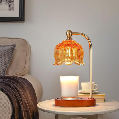 MEIXISUE Candle Warmer Lamp with Timer and Dimmer,Electric Gold Light Gifts for Women Melt Wax Warmer Lamp with 2 Bulbs for Candle Jars House Warming New Home Decor Bedroom