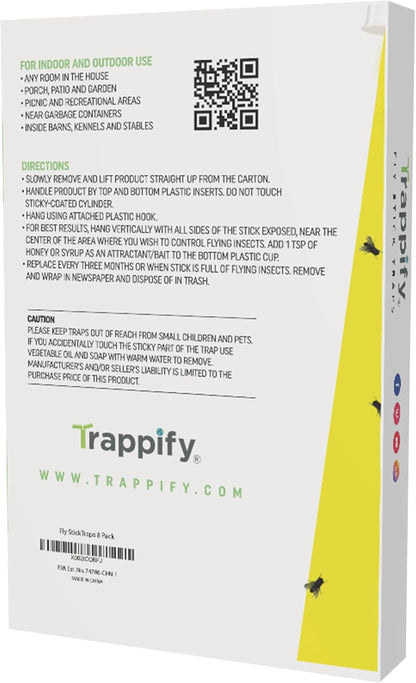 Trappify Hanging Fly Traps Outdoor: Fruit Flies and Flying Insect Trap for Indoor & Outdoor Use I Disposable Sticky Fly Trap Indoor House Pest Control (2 Pack)