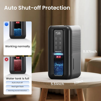 Dehumidifier for Home, Dehumidifiers for Bathroom, Bedroom, Living room, Closet with 68 OZ Water Tank, Moisture Absorbers, Auto Shut Off, Auto Humidity Control, 7 Colors LED Light, White