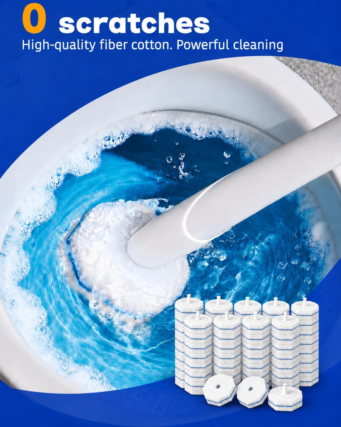 60 Pack Wand Refills Compatible with Clorox Toilet Brushes, Instant Foam Cleaning, Secure Lock No Slipping, Odor Neutralizing, Easy Snap-On Design