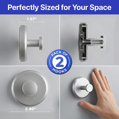 HOME SO Suction Cup Hooks for Shower & Bathroom Towel Holder 2-Pack – Suction Cups Hooks for Hanging Towels, Robes, & Coats - Tiles, Glass Door or Mirror – Shower Hooks & Towel Hooks Organizer - Black