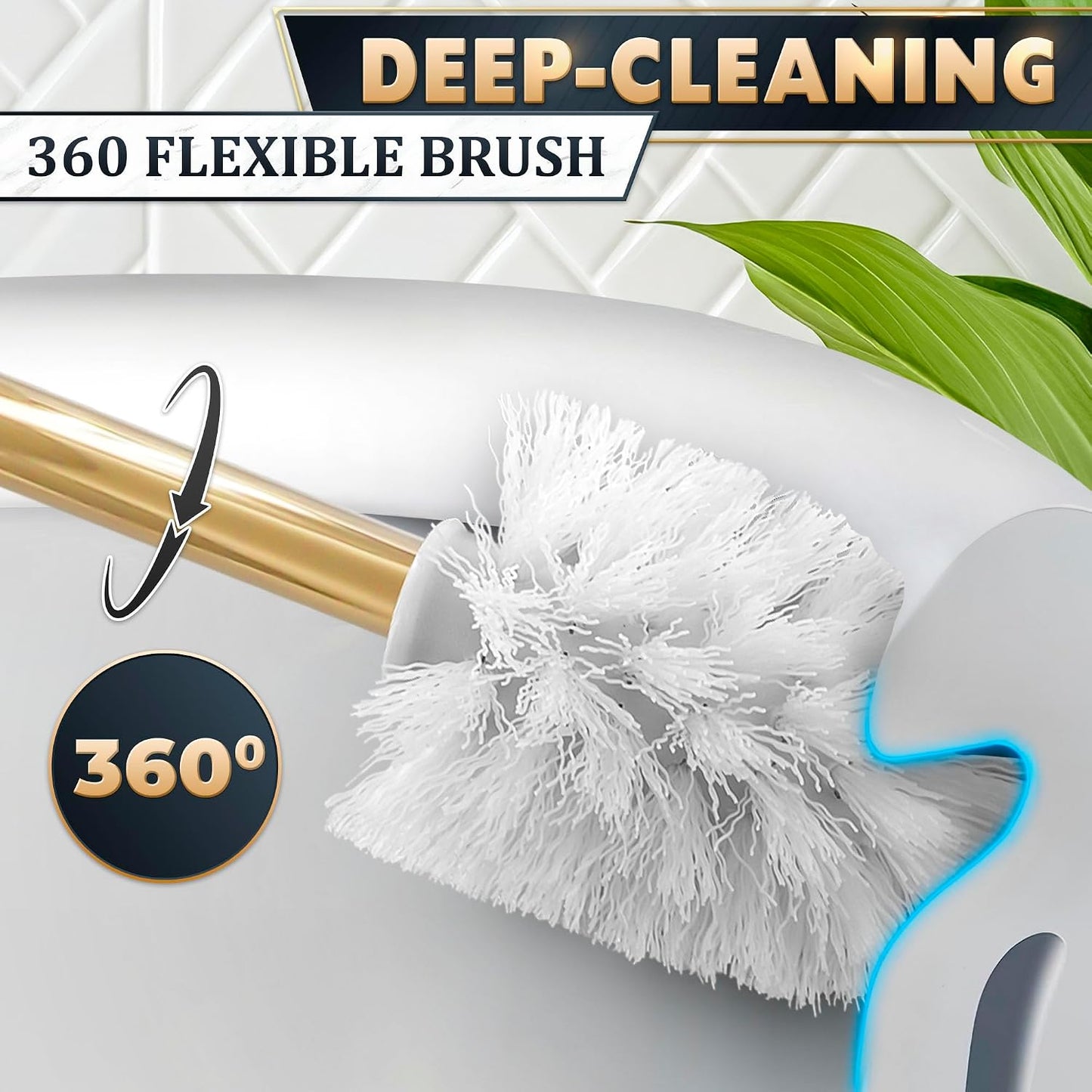 Black Toilet Brush and Holder Set - Slim Matte Design that Fits Anywhere - Stainless Steel Toilet Bowl Brush and Holder with 2 Rounded Corners, Replaceable Head, Removable Inner Bowl & Splash Guard