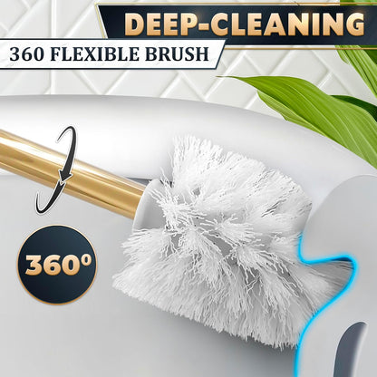 Black Toilet Brush and Holder Set - Slim Matte Design that Fits Anywhere - Stainless Steel Toilet Bowl Brush and Holder with 2 Rounded Corners, Replaceable Head, Removable Inner Bowl & Splash Guard