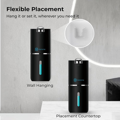 Automatic Touchless Foam Soap Dispenser - USB-C Rechargeable Foaming Soap Pump, IPX5 Waterproof for Bathroom & Kitchen, 12.8oz, Wall Mount or Countertop (Black)