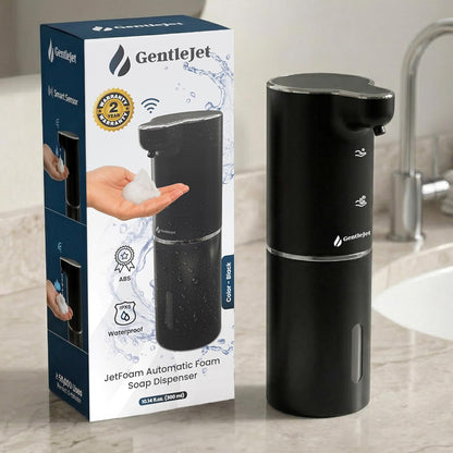 GentleJet JetFoam Automatic Foam Soap Dispenser – Touchless Sensor, USB-C Rechargeable, Adjustable Output, IPX5 Waterproof, 300 ml, Bathroom & Kitchen Countertop