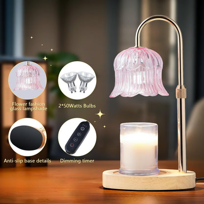 CRMILL Candle Warmer Lamp Electric Timer - Candles Warming Light Height Adjustable Dimmable Warmers Flower Lamps No Flame Heat Warm Melt Wax Jar Modern Home Decor Table Lights for Home Living Bedroom