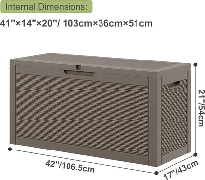Outdoor Storage Box, Resin Deck Boxes Indoor and outdoor, Waterproof Storage Box Lockable Lid (Black, 85 Gallon)