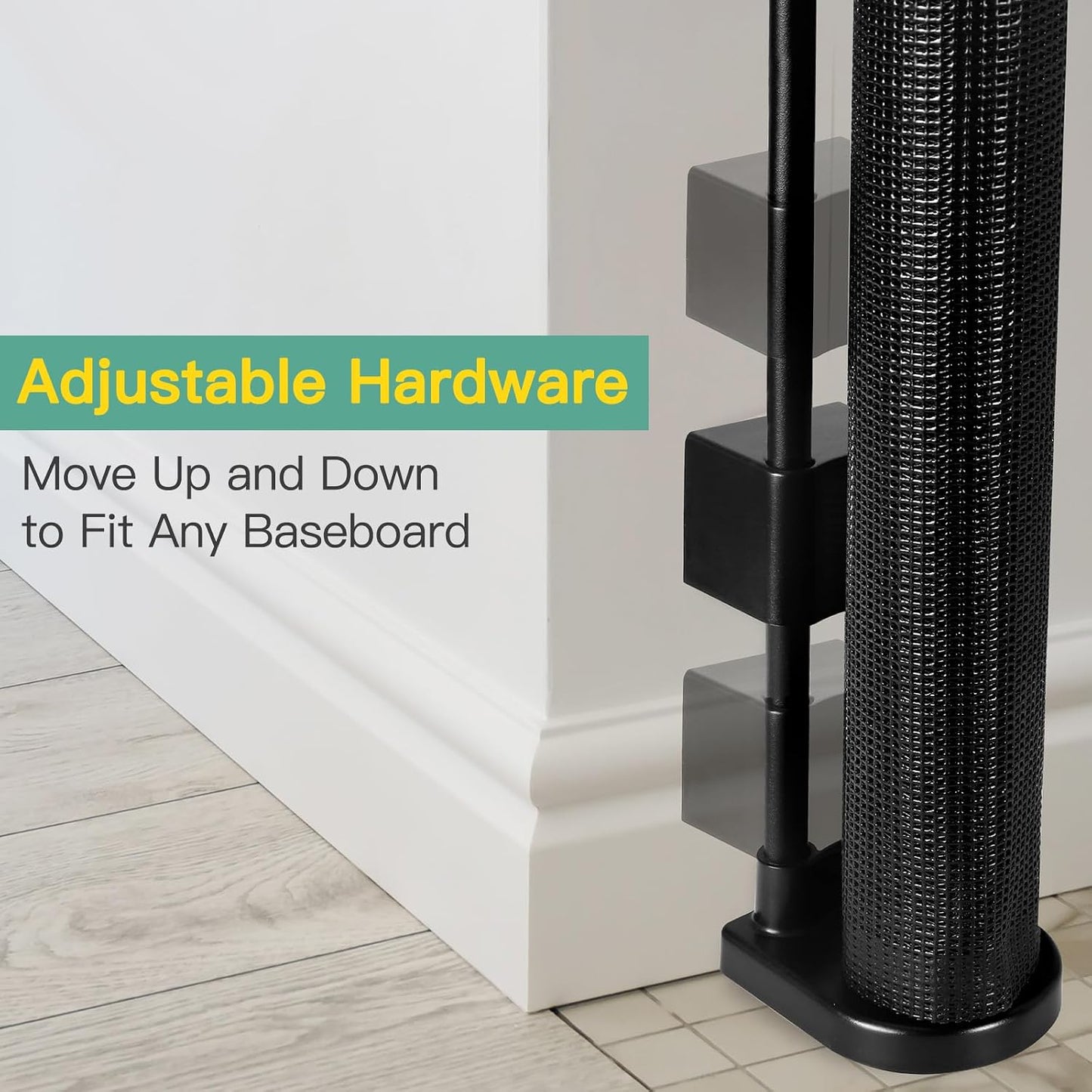 Reinforced 60" Wide Retractable Baby Gates with Upgraded Rods - Bottom Anti-Escape, 5 ft Mesh Baby Gate Retractable Dog Gate Indoor Pet Gate Retractable Stair Gate Outdoor Retractable Gate, Black