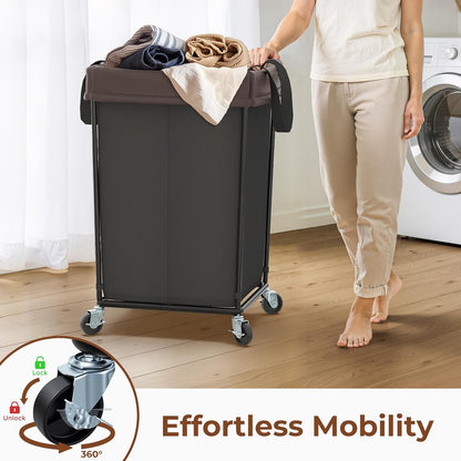 Mefirt 320L Laundry Hamper with Wheels, 3 Section Large Rolling Laundry Basket Bag with Wheels, Clothes Hamper Cart for Laundry, Bedroom, Bathroom and Dorm