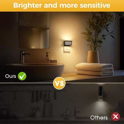 L LOHAS LED Motion Sensor Night Lights, [2 Pack] Dimmable Night Light Plug into Wall with Dusk-to-Dawn Sensor, Adjustable Brightness, 3000K Plug in Nightlight for Bedroom Bathroom Hallway (Black)