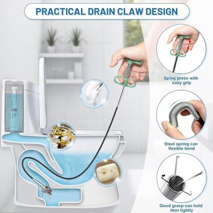 35" Flexible Drain Snake Grabber Tool, Upgraded Hair Clog Remover for Sink, Shower & Bathtub, Easy Reach Plumbing Weasel