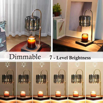 Yuichoy Candle Warmer Lamp with Timer, Dimmable Electric Candle Wamer Adjustable Height, Glass Modern Candles Melter Lamp, Gifts for Women Mom, Clear