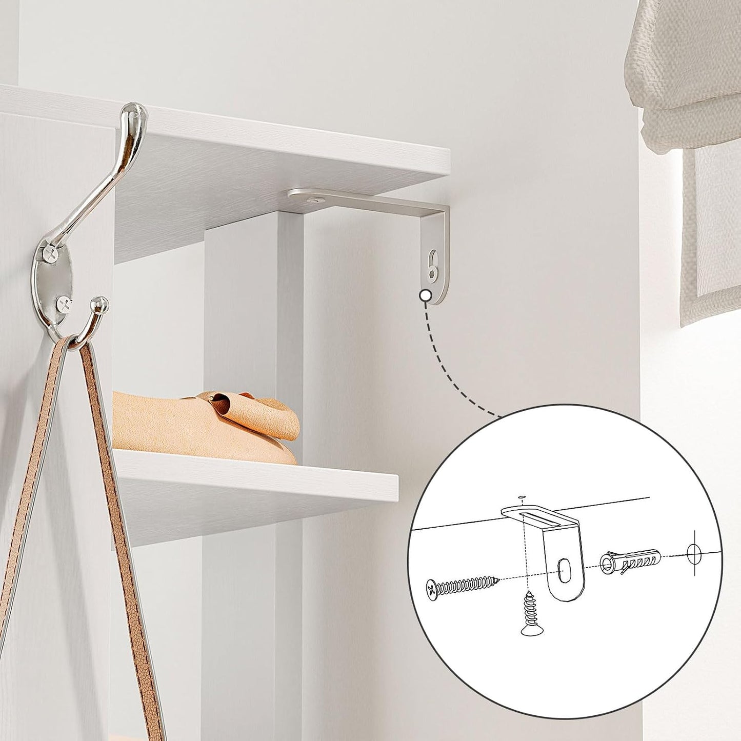 HOOBRO 8 Tiers Vertical Shoe Rack, Wooden Shoe Storage Organizer with Hooks, Narrow Shoe Tower for 8 Pairs, Space Saving, for Entryway, Living Room, Bedroom, Rustic Brown BF07XJ01G1
