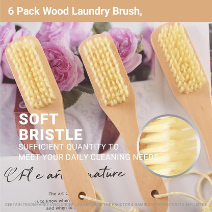 6-Piece Soft Bristle Laundry Brushes - Stain Remover for Clothes & Sneakers | Extended handle design, clean without bending over, with a hanging hole design, draining and storage are more convenient