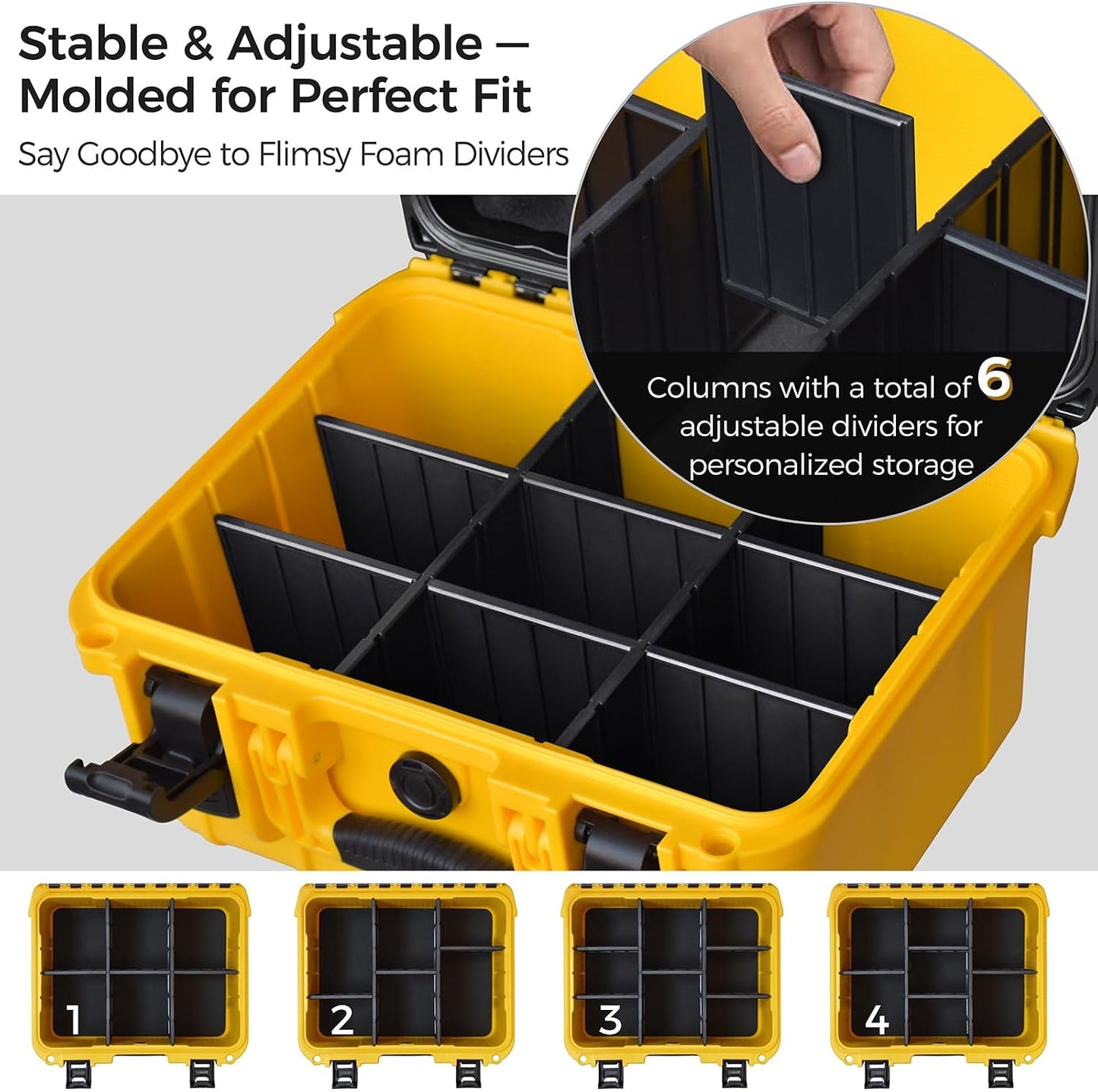 Case for Dewalt Battery – Waterproof Extra Large Hard Storage Box with 8 Adjustable One-Piece Molded Dividers, Heavy Duty Protective Organizer for Dewalt Battery and Charger