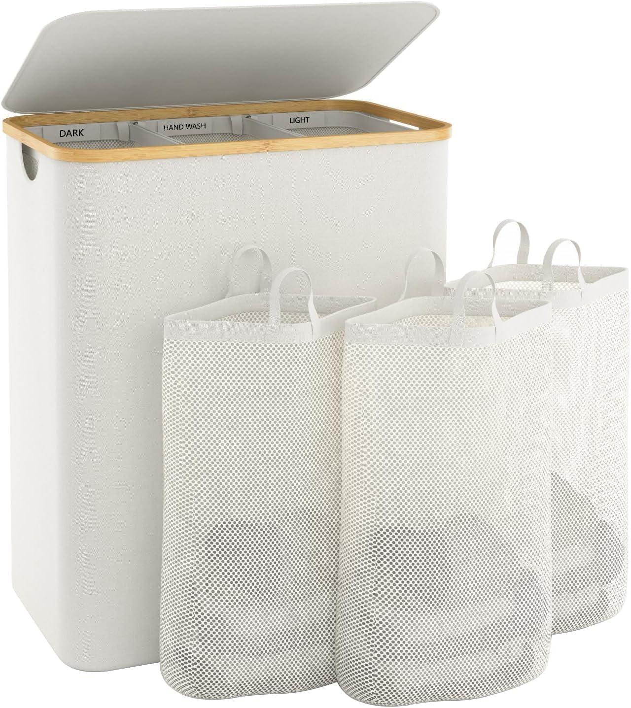 Hampers for Laundry Basket with Lid, 160L Extra Large 3 Section Clothes Divided Organizer for Bedroom, Laundry Room, Dirty Clothing Hamper, Black