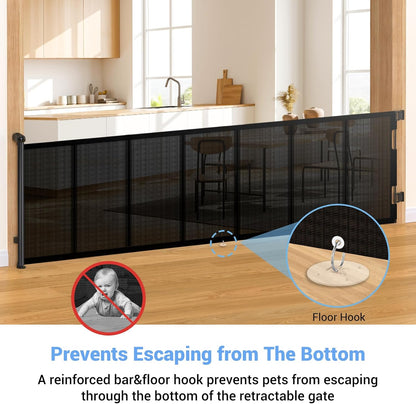 HAMOPY Retractable Baby Gate, 33" Tall, Extends up to 55" Wide, Durable Auto-Lock Baby Gates for Stairs, Mesh Dog Gate and Child Safety Gates for Doorways, Hallways, Indoor, Outdoor(Black)