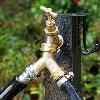 Garden Hose Splitter,2 Way Connector Heavy Duty Brass, Garden Faucet,Splitter for Outdoor Faucet, Hose y Splitter, Hose Bib Splitter (1 SET)