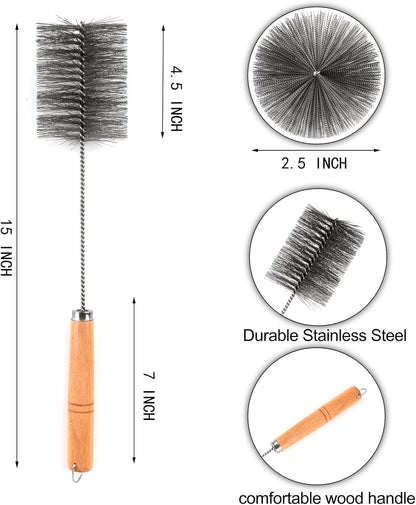 15-inch Tent Wood Burning Stove Pipe Cleaning Brush with Stainless Steel Bristles, and Chimney Cleaning Wire Brush | for All Kinds of Pipe Cleaning. (2.5IN)