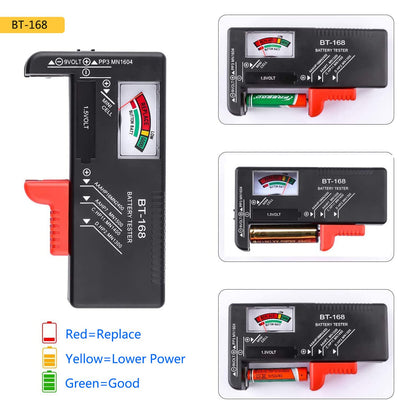 2PCS Battery Tester Checker Digital LCD Universal Battery Tester Monitor for AA AAA C D 9V 1.5V 1.2~4.8V Batteries Household Battery Testers Power Meter