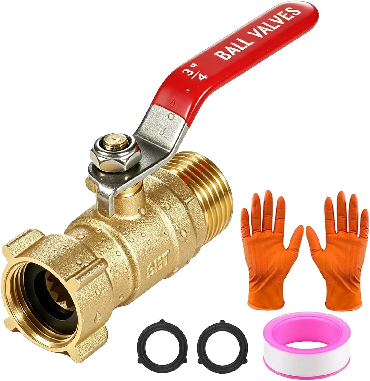 Garden Water Hose Splitter - RV Water Splitter 2 Way Heavy Duty Brass Spigot Hose Splitter - Outdoor Y Hose Bib 2 Valves with 2 Extra Rubber Washers for 3/4" Hose Connector (Blue)