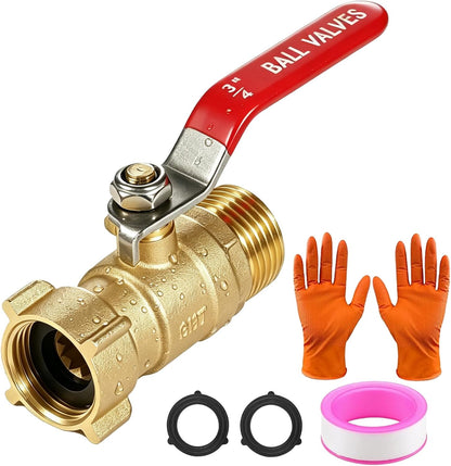 Garden Water Hose Splitter - RV Water Splitter 2 Way Heavy Duty Brass Spigot Hose Splitter - Outdoor Y Hose Bib 2 Valves with 2 Extra Rubber Washers for 3/4" Hose Connector (Blue)