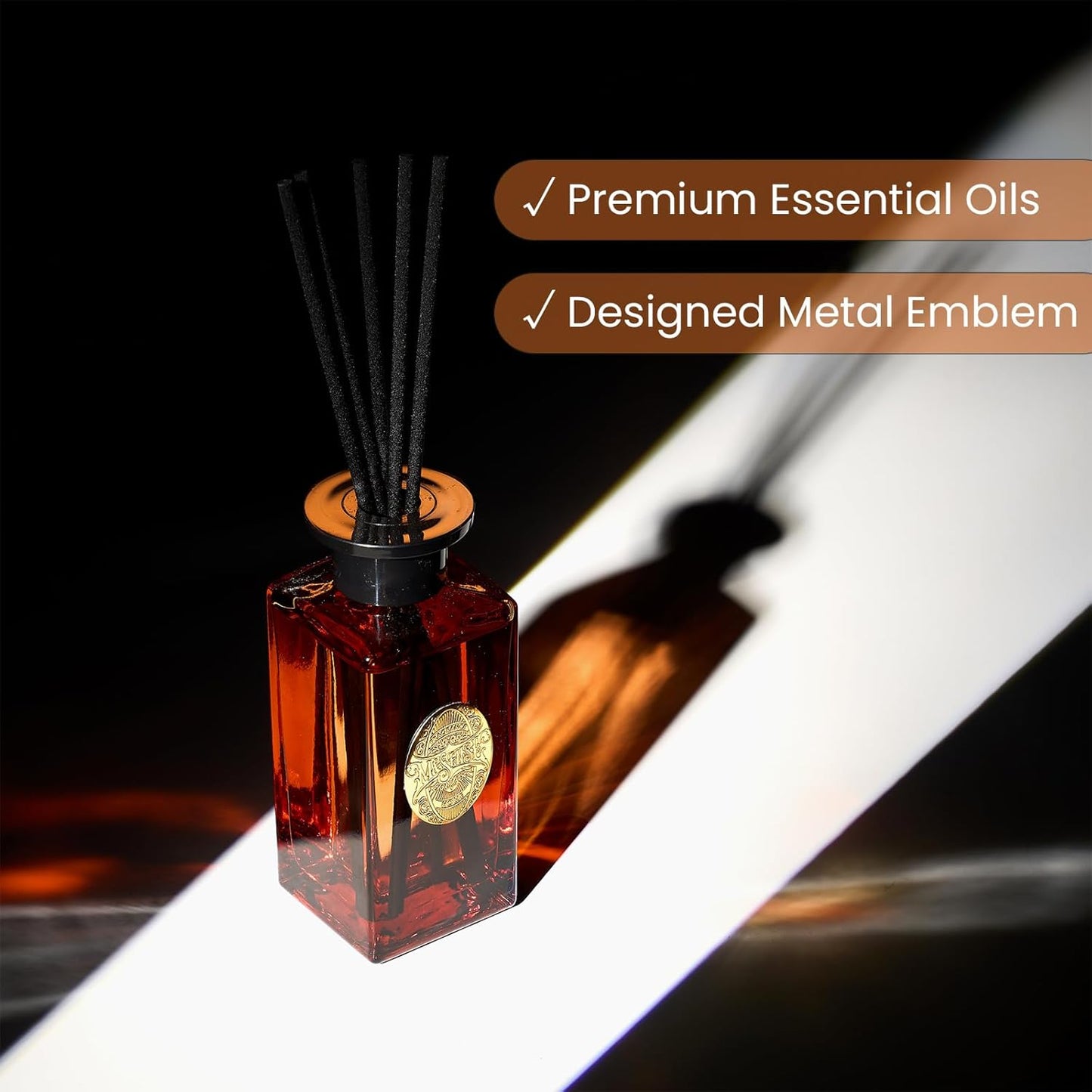 M&SENSE 6.3 oz Large Reed Diffuser Set | Lime+Basil Scent Oil Diffuser with Sticks | Hotel Collection Non-Toxic Home Fragrance |for Bedroom Bathroom Living Room - Colors B