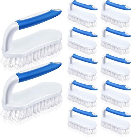 Lallisa 12 Pcs Scrub Brush for Cleaning with Handle Comfortable to Grip Heavy-Duty Flexible Stiff Bristles Scrubber Brushes Bulk for Shower Bathroom Carpet Kitchen Floor Tiles (Gray)