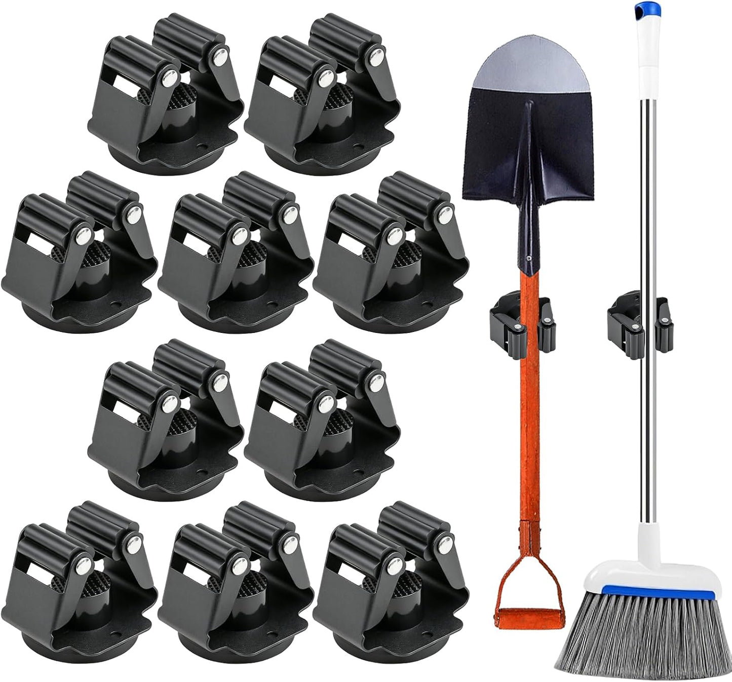 Magnetic Broom Holder Wall Mount, 5PCS No-Drill Broom and Mop Organizer Wall Hanging, 12lbs Heavy Duty Magnetic Tool Holder for Work Garage Laundry Kitchen RV Van Accessories