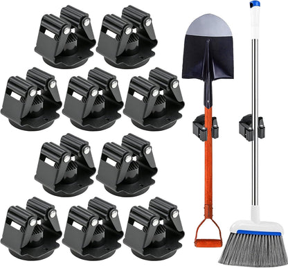 Magnetic Broom Holder Wall Mount, 5PCS No-Drill Broom and Mop Organizer Wall Hanging, 12lbs Heavy Duty Magnetic Tool Holder for Work Garage Laundry Kitchen RV Van Accessories